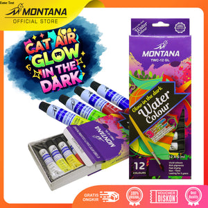 MONTANA Water Colour Cat Akrilik 12 Warna Rich Pigments & Fast Drying TWC-12 Glow In The Dark Series