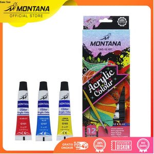 MONTANA Acrylic Colour Cat Akrilik 12 Warna Rich Pigments & Fast Drying TAC-12PT
