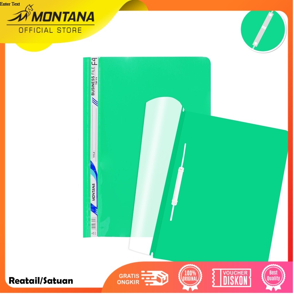 MONTANA File Bisnis Map Plastik F4 Business File Dokumen Folder TBF-F4/Retail Hijau
