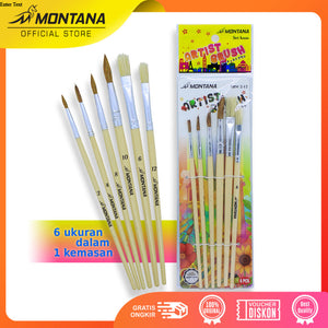 MONTANA Art Brush Set Alat Lukis Kuas Cat Air Minyak Watercolor Brush Acrylic Brw 2-12
