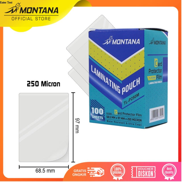 MONTANA Plastik Laminasi 250 micron Laminating Film Ukuran ID KTP TL-P250M