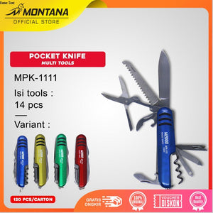 MONTANA Pisau Pocket 14 in 1 Multi Tools Knife Alat Pertahanan Diri MPK1111/M2000