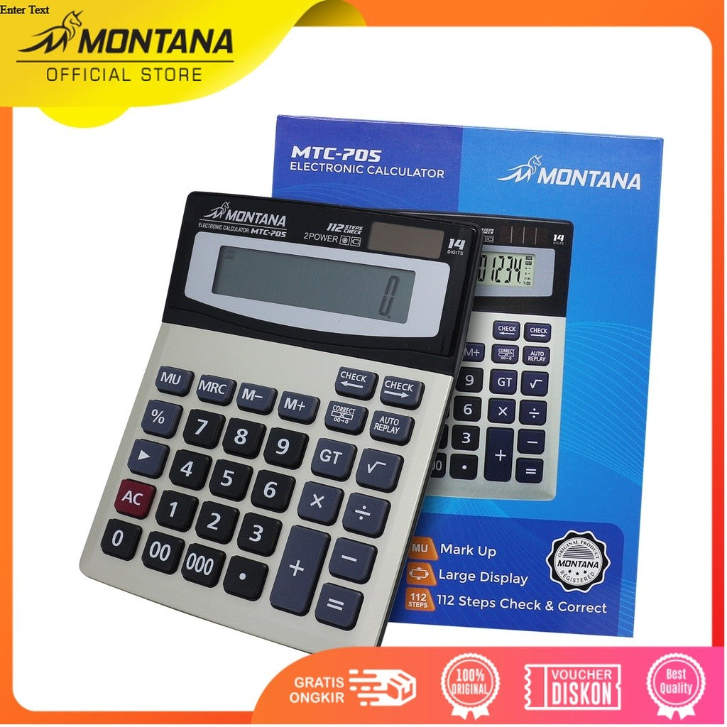 MONTANA Kalkulator 2 Power 14 Digit Electronic Calculator Large Display MTC-705