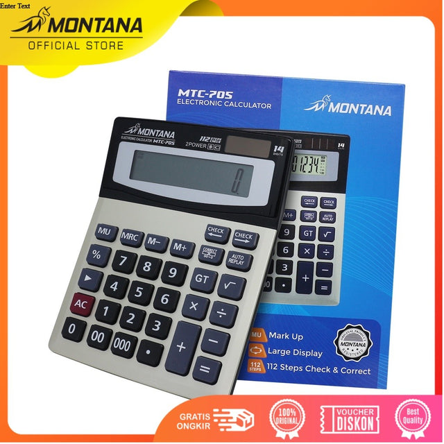 MONTANA Kalkulator 2 Power 14 Digit Electronic Calculator Large Display MTC-705