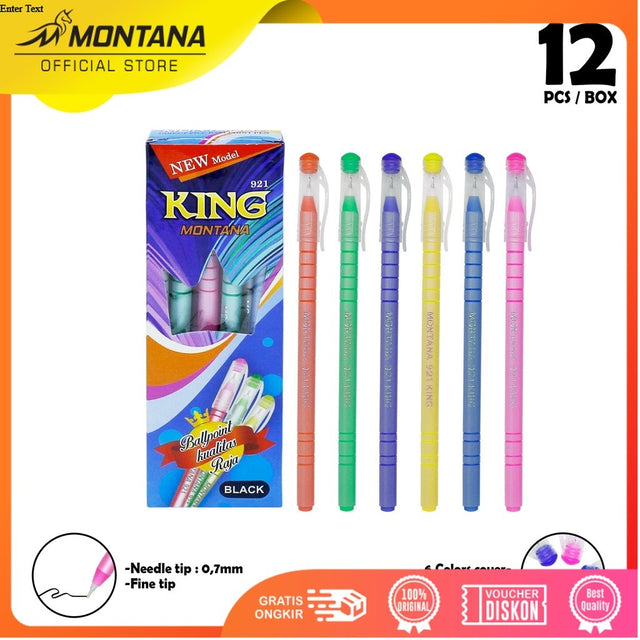 MONTANA Pulpen Pena 0.7mm 12 Pcs Ballpoint Pen Alat Tulis 921 KING