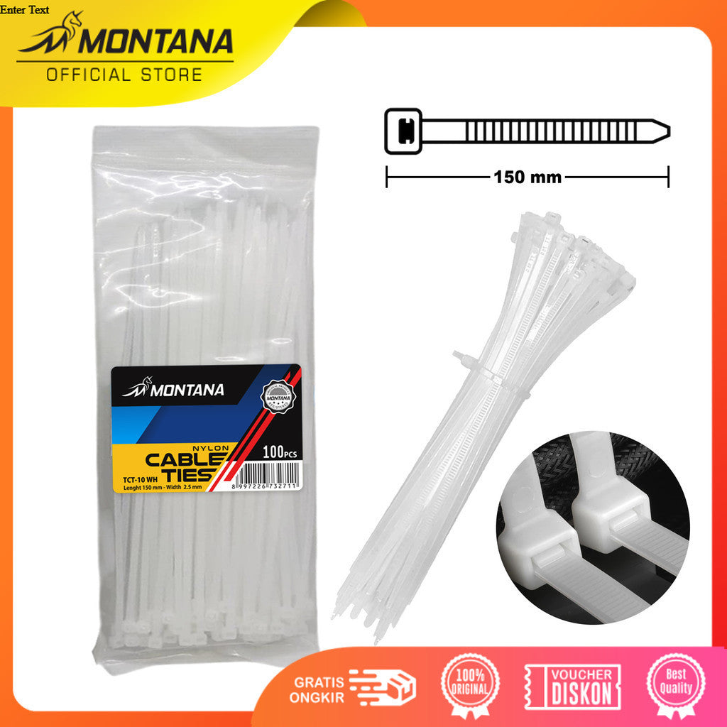 MONTANA Cable Ties Nylon Kabel Tis Pengikat 100Pcs TCT-10WH