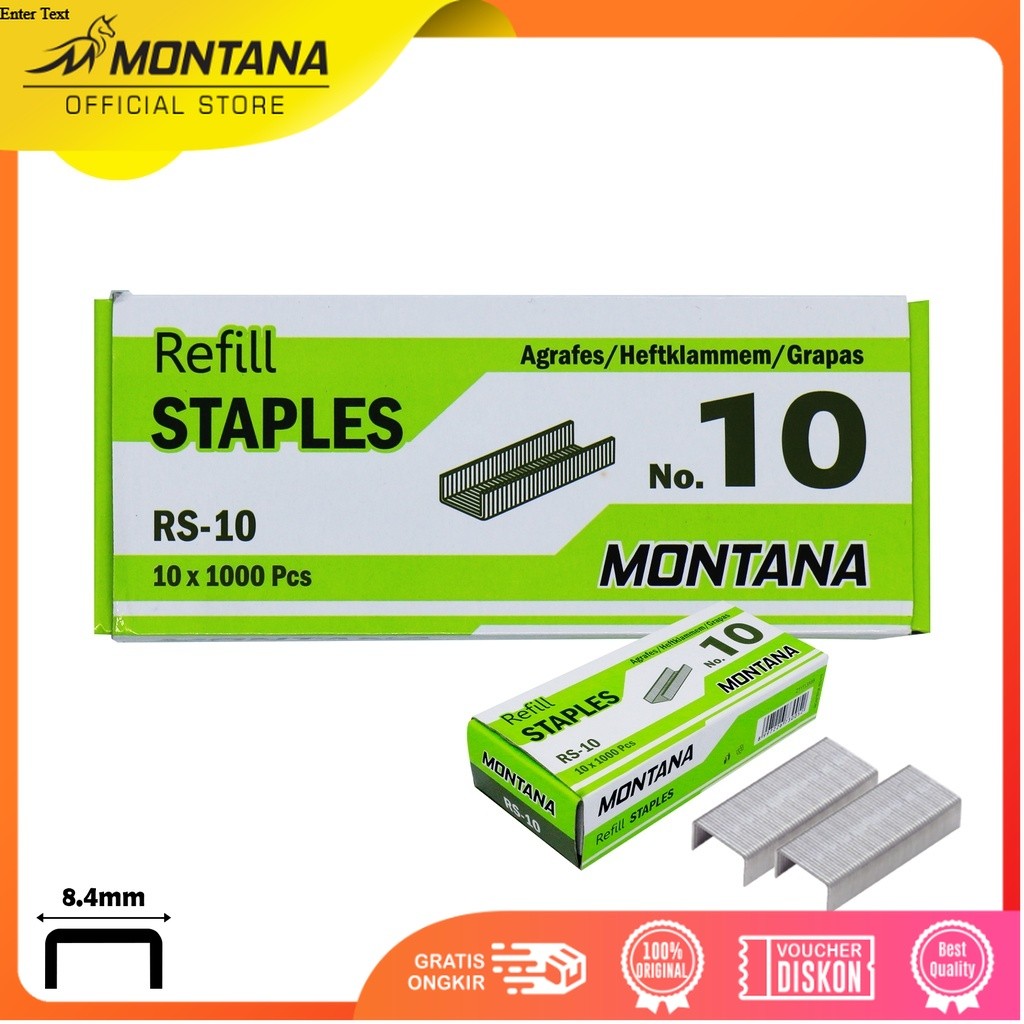 MONTANA Staples Isi Stapler No. 10 Refill Jegrekan Hekter RS-10/10 BOX