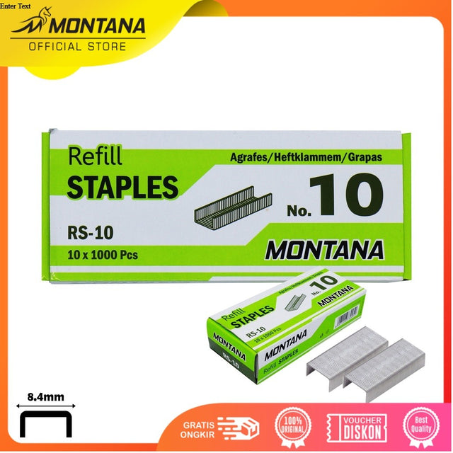 MONTANA Staples Isi Stapler No. 10 Refill Jegrekan Hekter RS-10/10 BOX