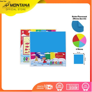 MONTANA Kertas Lipat Origami Warna 14 x 14 cm 20 Lembar Multiwarna Folded Paper