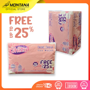 MONTANA Tissue Shizu Facial soft 400 Helai Free Up To 25% Tissue Wajah Shizu 100% Pure Pulp & Anti Bacterial BundlePack