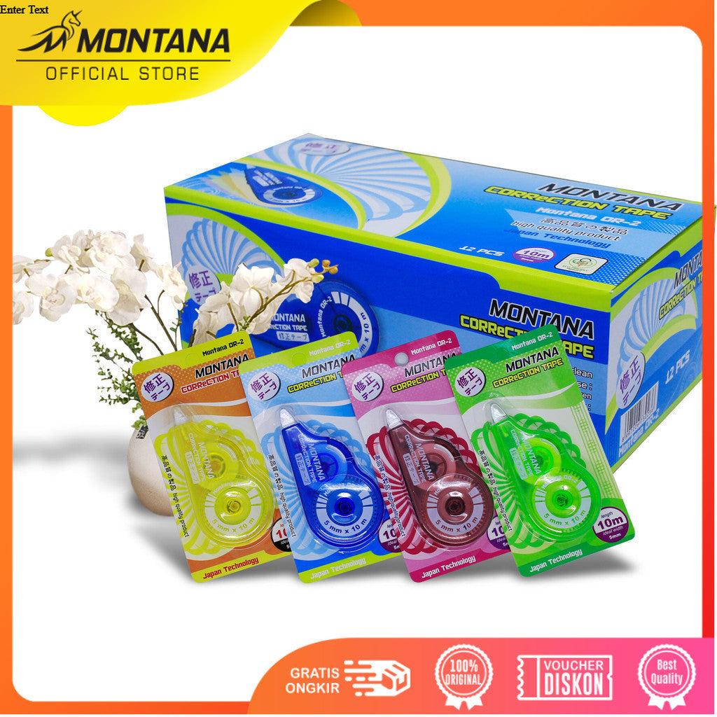 MONTANA Correction Tape Pita Koreksi 0.3mm 12 Pcs Tip Ex Kertas OR-2