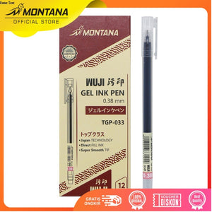 MONTANA Pulpen Gel 0.38mm Ballpoint Pen Ink Pena Alat Tulis TGP-033 Hitam