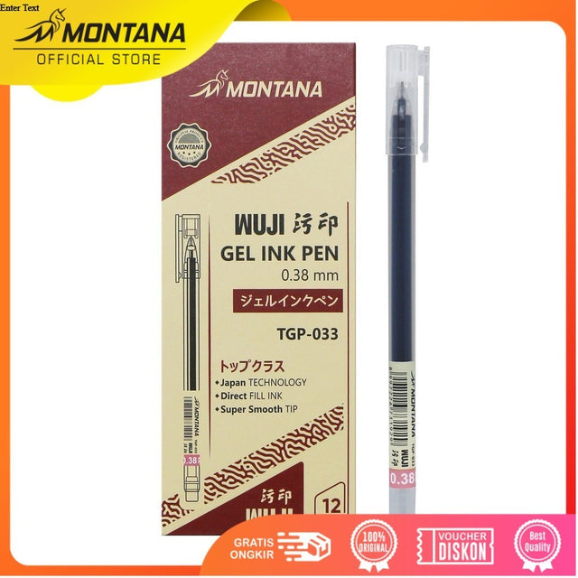 MONTANA Pulpen Gel 0.38mm Ballpoint Pen Ink Pena Alat Tulis TGP-033 Hitam