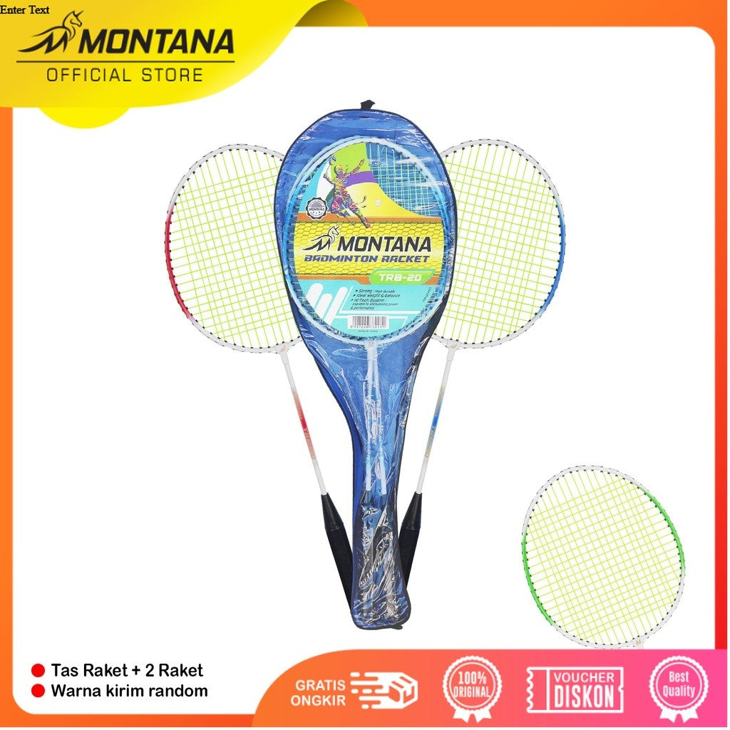MONTANA Badminton Racket 1 Set Raket Bulu Tangkis Free Tas TRB2D