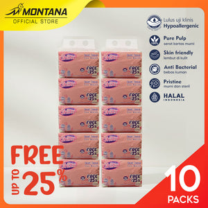 MONTANA Tissue Shizu Facial soft 400 Helai Free Up To 25% Tissue Wajah Shizu 100% Pure Pulp & Anti Bacterial BundlePack
