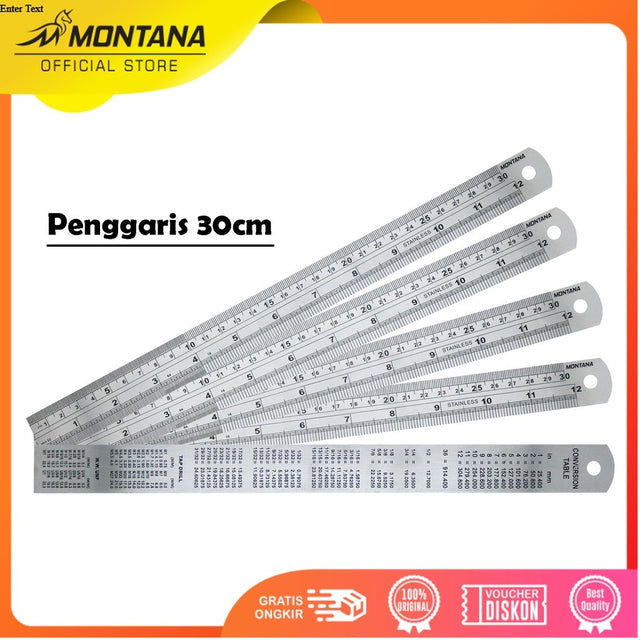 MONTANA Penggaris Besi Stainless 30 Cm Ruler Multifungsi RT-30S/Retail