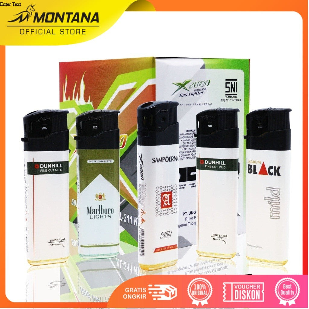 MONTANA x M2000 Korek Api Gas 8.2 x 2.4 cm 50 Pcs Windproof Diposable NYA-311KWS/Box