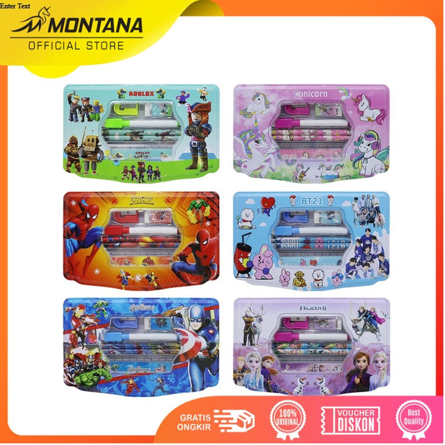 MONTANA Kotak Pensil Pencil Case Study Set Tempat Alat Tulis PC-2218