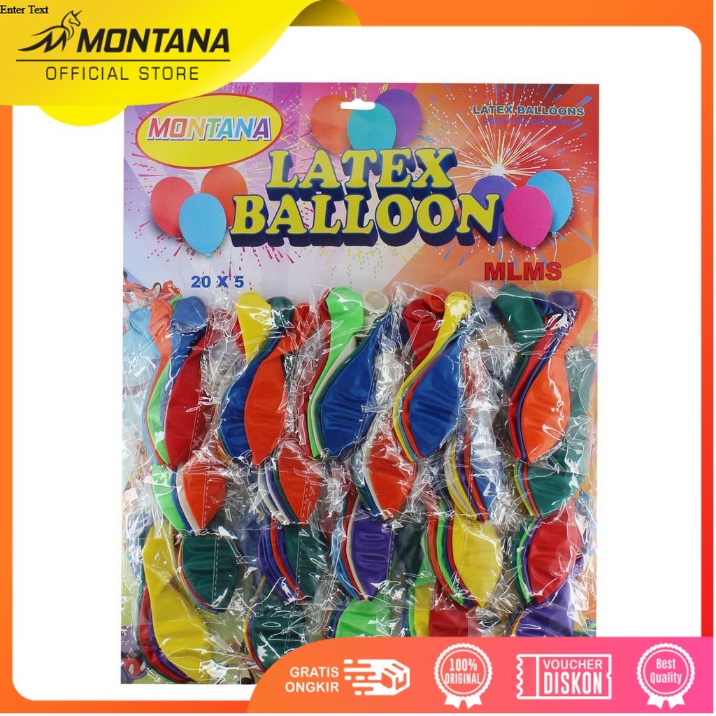 MONTANA Balon Latex Shiny 100 Pcs Mengkilat Balloons Warna-warni MLMS/CARD
