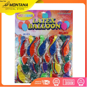 MONTANA Balon Latex Shiny 100 Pcs Mengkilat Balloons Warna-warni MLMS/CARD