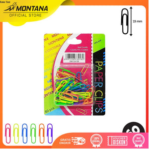 MONTANA Paper Clip Penjepit Klip Kertas 26mm 6 Warna Best Quality Colorful PVC Coated TPC-01F/Retail