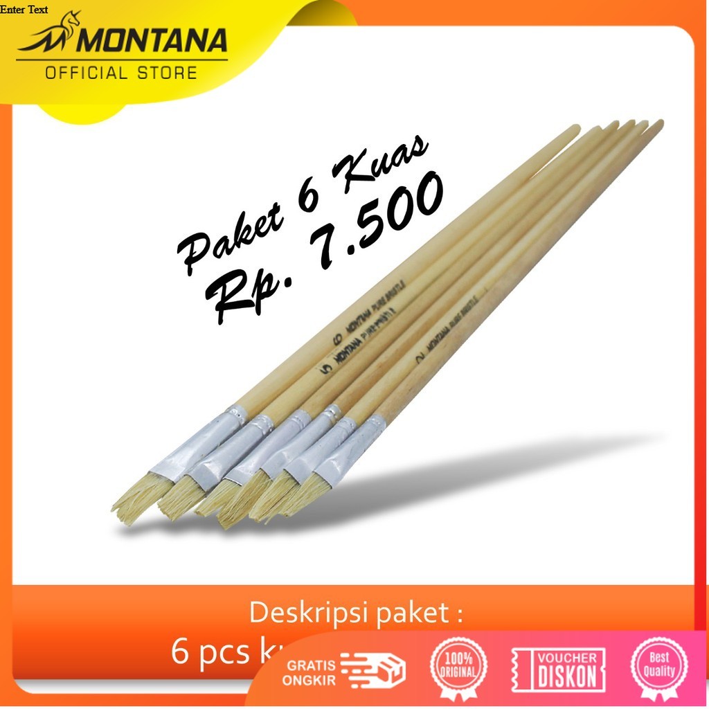 MONTANA Bundling Brush Kuas Cat Air Lukis 31.8 - 34 cm 6 Pcs Watercolor Brush Acrylic Nylon BRW1-6