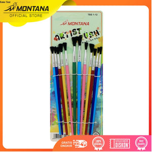 MONTANA Art Brush Set Alat Lukis Kuas Cat Air Minyak 18 - 20 cm Watercolor Brush Acrylic TBS 1-12