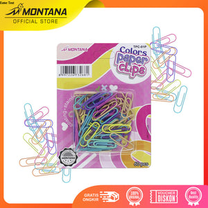 MONTANA Colors Paper Clip Penjepit Kertas 60 Pcs Klip Warna Warni TPC-01P Pastel Retail