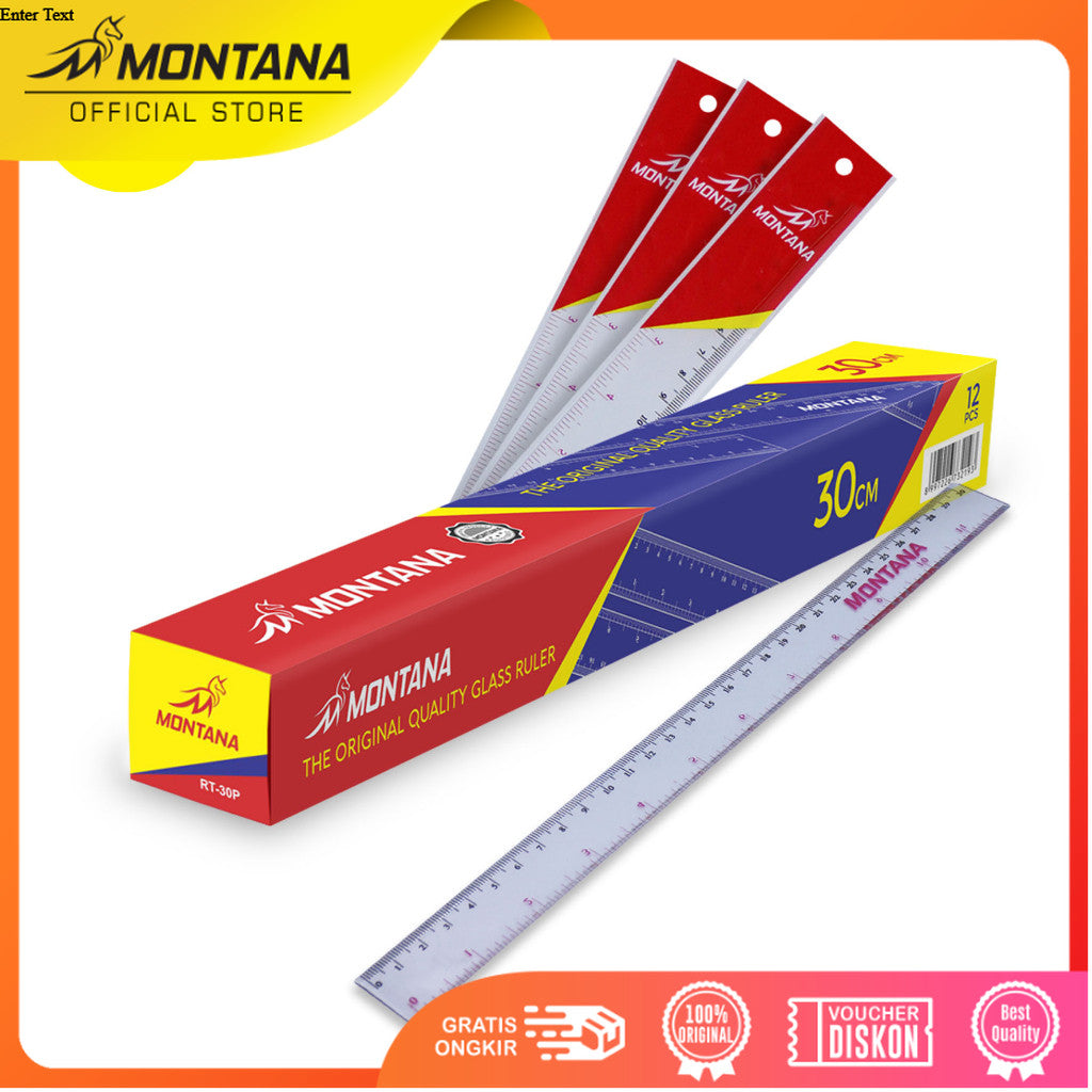 MONTANA Penggaris Akrilik Bening Transparan 30 cm Acrylic Ruler RT-30Plastik
