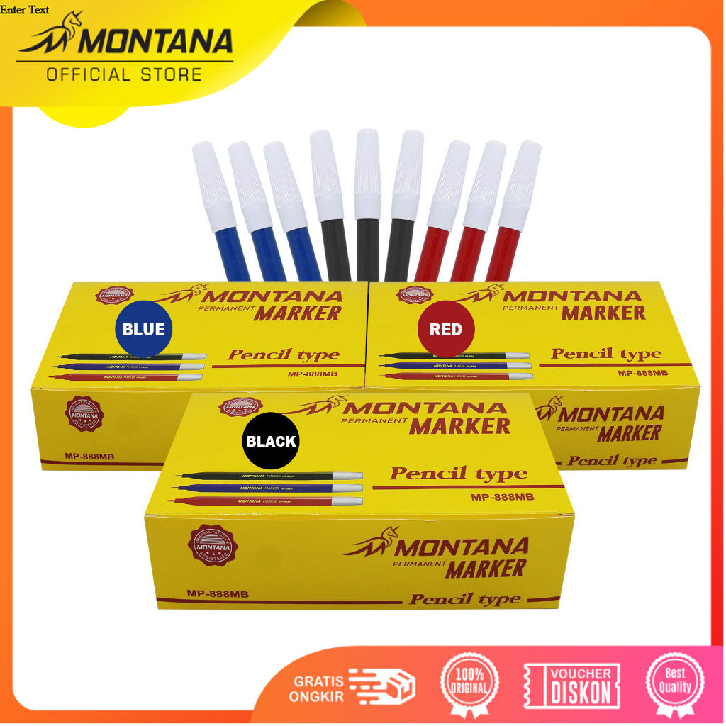 MONTANA Spidol Permanen Kecil 1.0mm 1 Box Permanent Marker Bullet Nib MP888MB