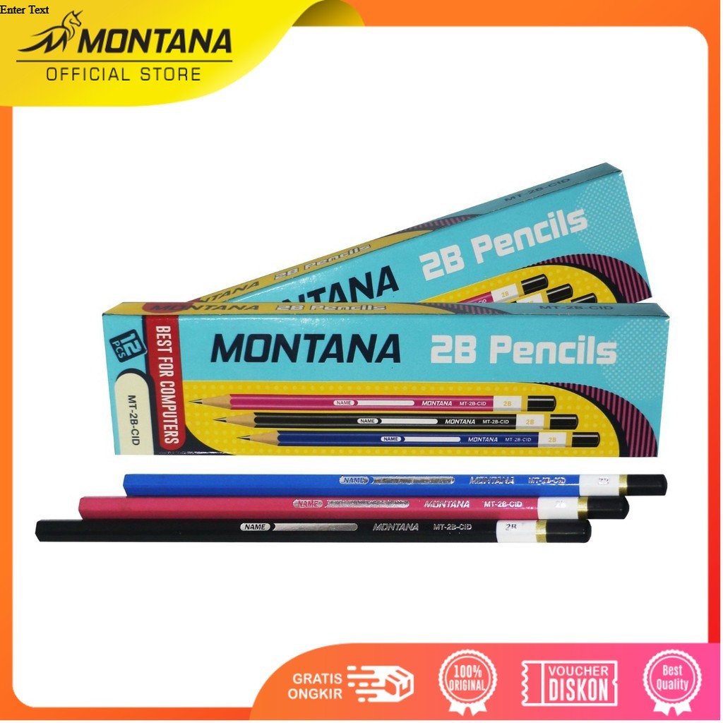 MONTANA Pensil 2B Lulus Uji Komputer 12 Pcs Pencil Alat Tulis Sekolah dan Kantor MT-2B CID