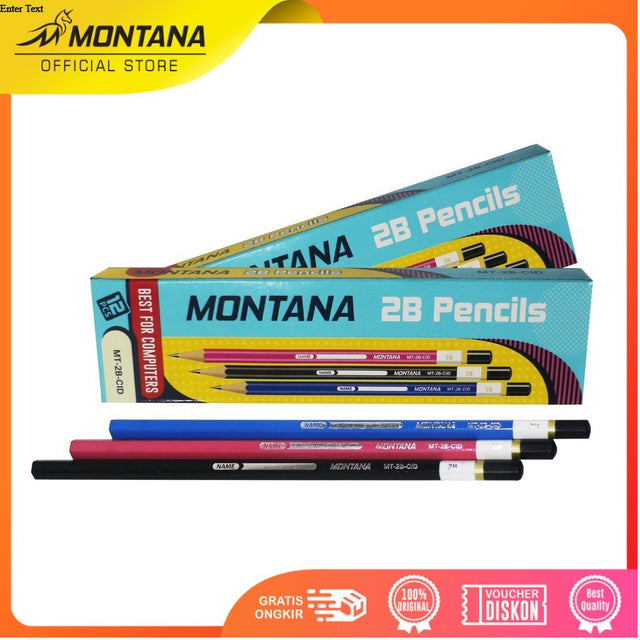 MONTANA Pensil 2B Lulus Uji Komputer 12 Pcs Pencil Alat Tulis Sekolah dan Kantor MT-2B CID