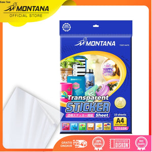 MONTANA Glossy Sticker Transparent A4 20 Sheets 170 GSM Waterproof Kertas Stiker TGS-A470