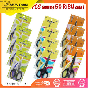 MONTANA Bundling Gunting Stainless Stell STI-145 4Pcs + Gunting STI-165 4Pcs + Gunting STI-180 4Pcs