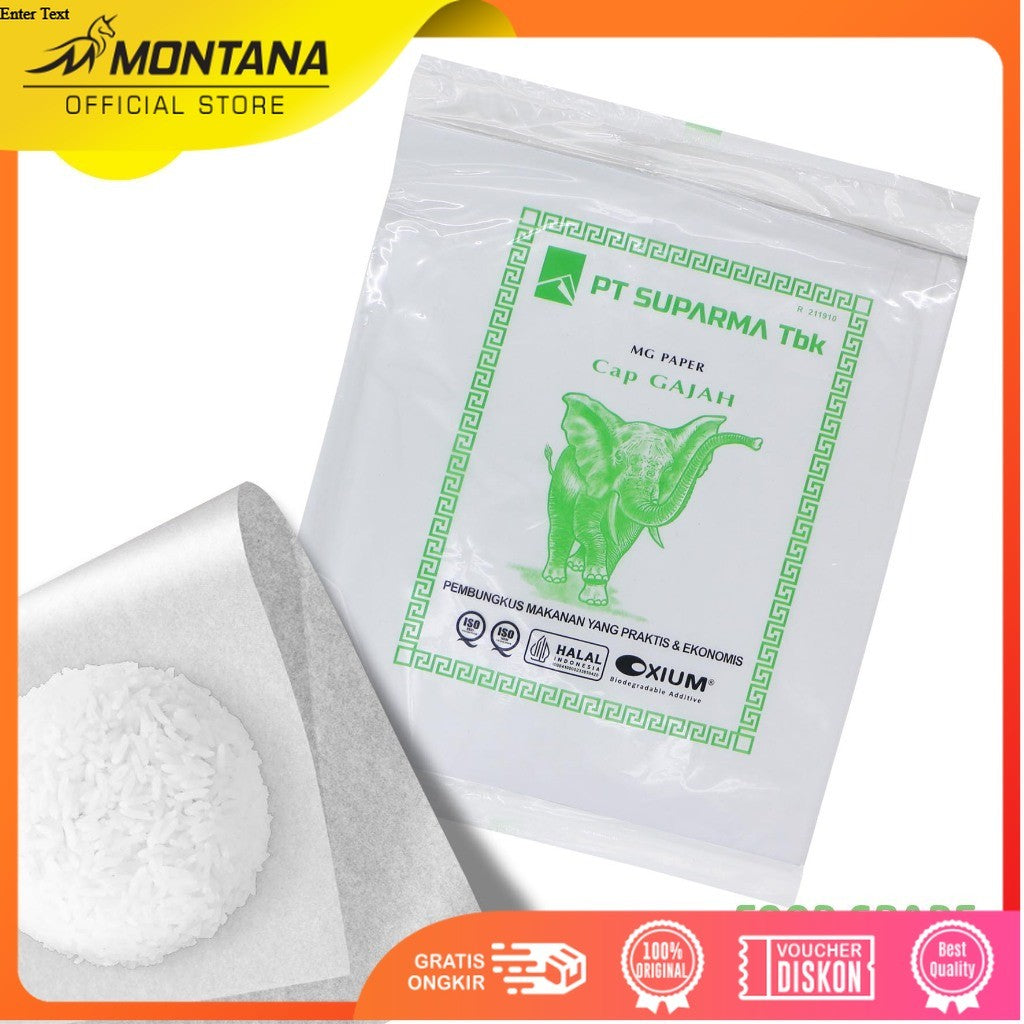 MONTANA Cap Gajah Kertas Pembungkus Nasi 100 Sheets Rice Paper Food Grade