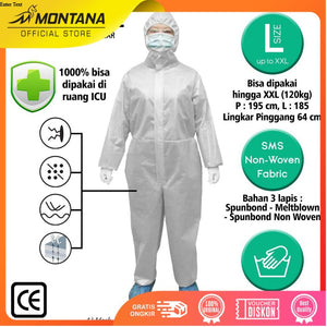MONTANA Hazmat Suit Baju APD Medis Meltblown All Size Medical Clothing Proctive Wear