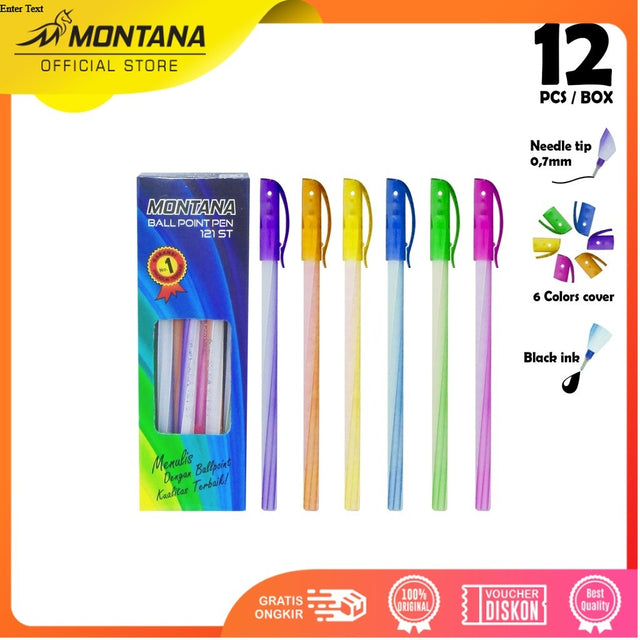 MONTANA Pulpen Pena 0.7 mm 12 Pcs Needle Tip Alat Tulis 121 ST/Lusin