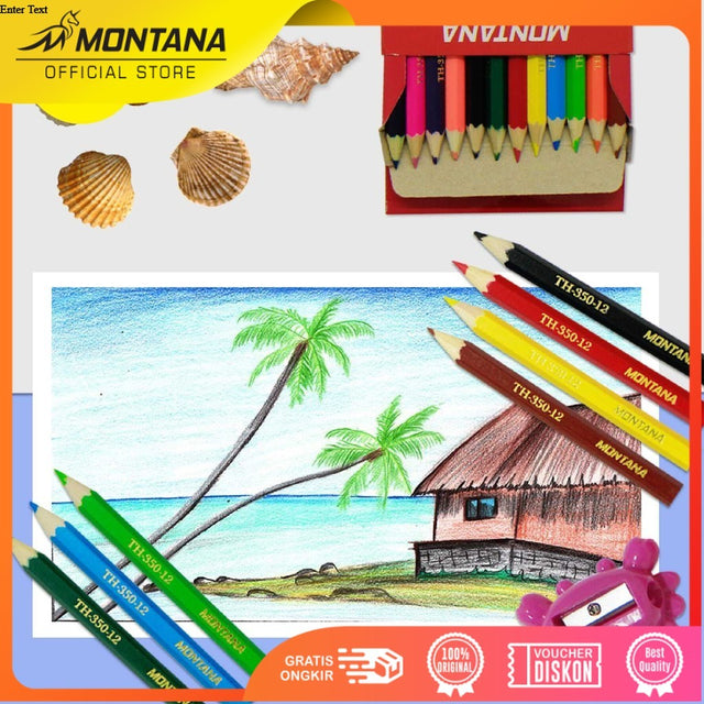 MONTANA Pensil Warna 1 Gross Superior Quality 12 Color Pencils Long Lasting Bright Color TH-350