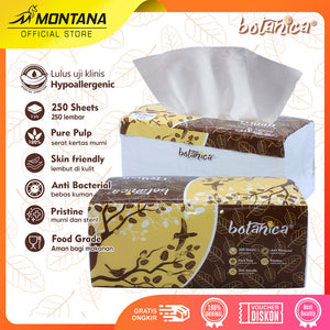 MONTANA X BOTANICA Facial Tissue 250 Sheets 2Ply  Tisu Wajah Halus dan Lembut 100% Virgin Pulp