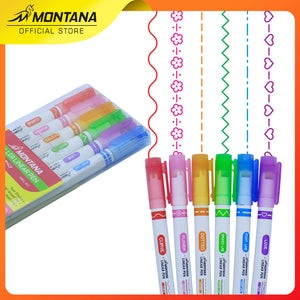 MONTANA Roller Linear Pen Set 6Pcs Line Shapes Colorful Drawing MRL-6C