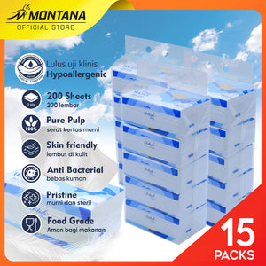 MONTANA Felish Facial Tissue 200 Sheet 2 Ply Tisu Wajah Halus dan Lembut Hypoallergenic copy