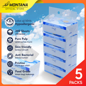 MONTANA Felish Facial Tissue 200 Sheet 2 Ply Tisu Wajah Halus dan Lembut Hypoallergenic copy