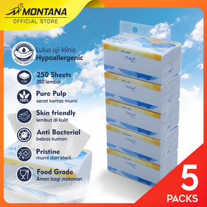 MONTANA FELISH Classic Facial Tissue 250 Sheet 2 Ply Tisu Wajah Halus dan Lembut 100% Virgin Pulp copy