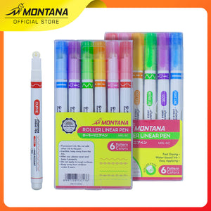 MONTANA Roller Linear Pen Set 6Pcs Line Shapes Colorful Drawing MRL-6C