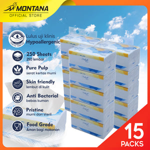 MONTANA FELISH Classic Facial Tissue 250 Sheet 2 Ply Tisu Wajah Halus dan Lembut 100% Virgin Pulp copy