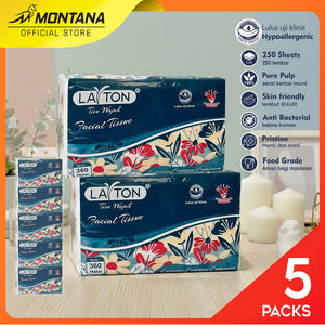MONTANA Tissue Layton Facial soft Up To 360 Helai Tissue Wajah Layton 100% Virgin Pulp BundlePack
