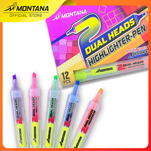 MONTANA Dual Heads Highlighter-pen Double Color Penanda Berwarna MH-2S Box 12Pcs