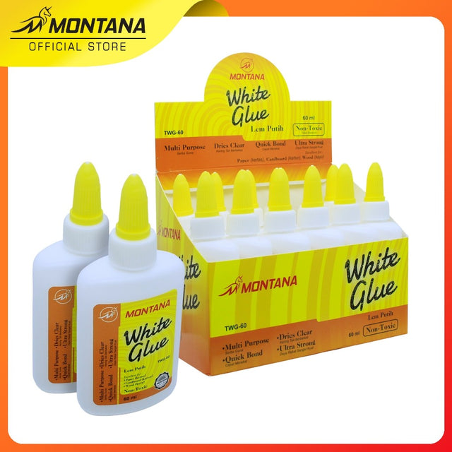 MONTANA White Glue 60ml TWG-60 Lem Cair Putih Non Toxic BOX 12Pcs