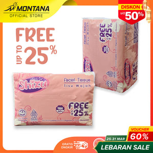 MONTANA Tissue Shizu Facial soft 400 Helai Free Up To 25% Tissue Wajah Shizu 100% Pure Pulp & Anti Bacterial