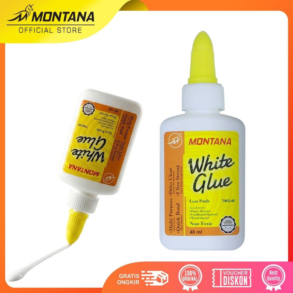 MONTANA White Glue 40ml TWG-40 Lem Cair Putih Non Toxic Retail 1Pcs